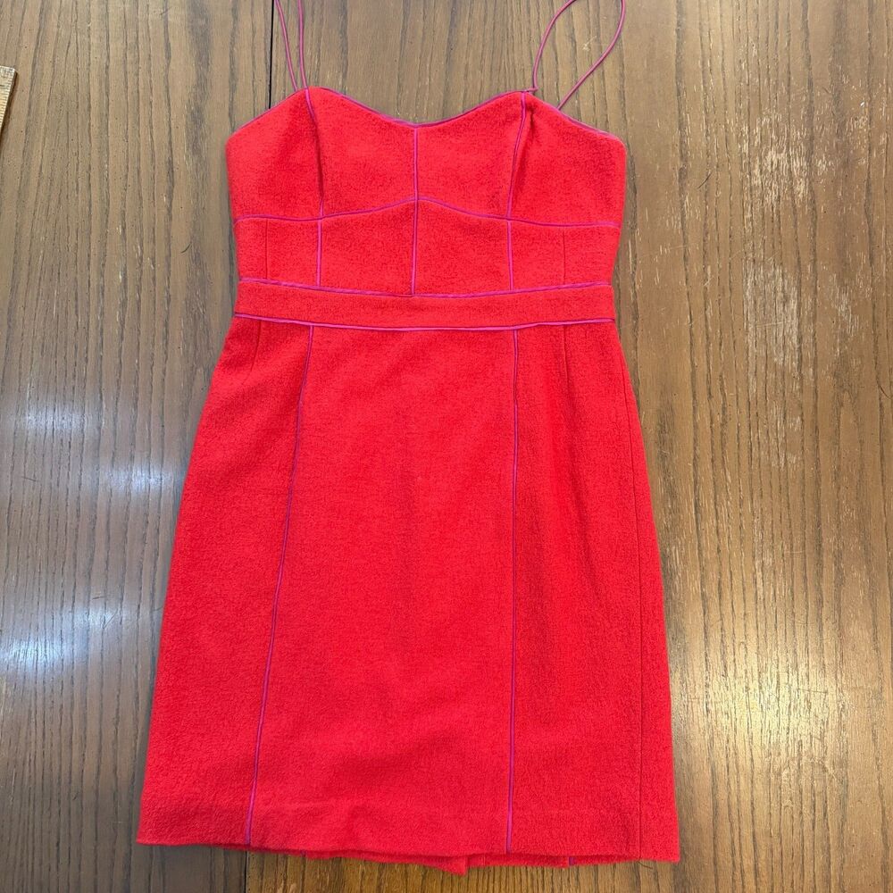 Banana Republic Red Wool Blend Slip Dress Retro Y2K Midi Sheath Size 12